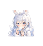 動いて可愛い♪雪ウサギ天使スタンプ（個別スタンプ：2）