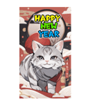 【BIG】サバトラ ねこ娘♡年末年始(再販)（個別スタンプ：5）