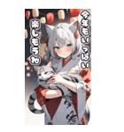 【BIG】サバトラ ねこ娘♡年末年始(再販)（個別スタンプ：18）