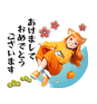 オレンジ推し女の子♡年末年始 年賀(再販)（個別スタンプ：2）