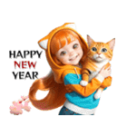 オレンジ推し女の子♡年末年始 年賀(再販)（個別スタンプ：3）