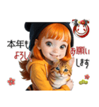 オレンジ推し女の子♡年末年始 年賀(再販)（個別スタンプ：11）