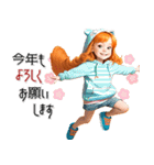 オレンジ推し女の子♡年末年始 年賀(再販)（個別スタンプ：12）