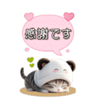パンダ帽が可愛い猫 毎日使える 敬語 BIG（個別スタンプ：7）