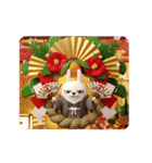 動く 3D擦れうさぎ年末年始2026（個別スタンプ：2）