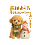冬のBIGトイプードル♡優しい水彩画（個別スタンプ：1）