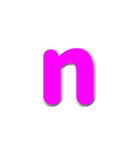アルファベット小文字の桃色スタンプ N（個別スタンプ：14）