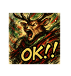 カラフル墨彩トナカイ（個別スタンプ：20）