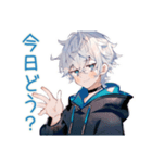 パーカー男子★連絡と日程調整（個別スタンプ：34）