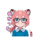 ゆるかわネコ耳メガネちゃん（個別スタンプ：11）