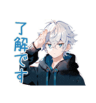 パーカー男子★年中使える日常挨拶（個別スタンプ：9）