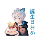 パーカー男子★年中使える日常挨拶（個別スタンプ：35）