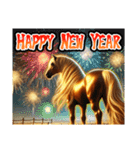 【⚡2026年限定⚡】飛び出すあけおめ黄金馬（個別スタンプ：3）