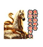 【⚡2026年限定⚡】飛び出すあけおめ黄金馬（個別スタンプ：23）