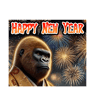 【⚡飛び出す⚡】お祝い黄金イケメンゴリラ（個別スタンプ：3）