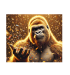 【⚡飛び出す⚡】お祝い黄金イケメンゴリラ（個別スタンプ：22）