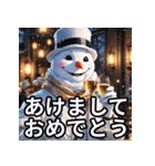9色の雪だるまの年末年始スタンプ（個別スタンプ：5）