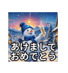 9色の雪だるまの年末年始スタンプ（個別スタンプ：7）