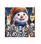 9色の雪だるまの年末年始スタンプ（個別スタンプ：9）
