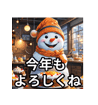 9色の雪だるまの年末年始スタンプ（個別スタンプ：10）