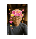 面白いデコおじいちゃんあけおめスタンプ（個別スタンプ：10）