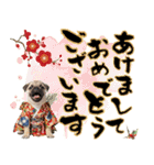笑顔で迎える2026♡お正月パグ年賀（個別スタンプ：1）