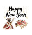 笑顔で迎える2026♡お正月パグ年賀（個別スタンプ：8）