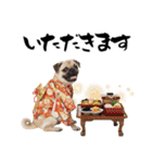 笑顔で迎える2026♡お正月パグ年賀（個別スタンプ：34）