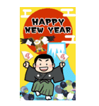 坊主頭の男の子3 あけおめビッグスタンプ（個別スタンプ：8）