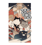 【BIG】レトロ女子とネコ♡年末年始 年賀（個別スタンプ：13）