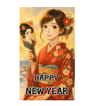 毎年使える♡着物女子の年末年始BIG（個別スタンプ：3）