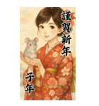 毎年使える♡着物女子の年末年始BIG（個別スタンプ：29）