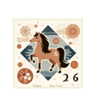 和風 2026年 あけおめ 午年 馬 年賀状（個別スタンプ：1）