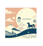 和風 2026年 あけおめ 午年 馬 年賀状（個別スタンプ：2）