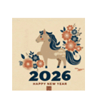 和風 2026年 あけおめ 午年 馬 年賀状（個別スタンプ：6）