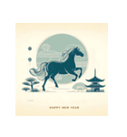 和風 2026年 あけおめ 午年 馬 年賀状（個別スタンプ：18）