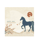 和風 2026年 あけおめ 午年 馬 年賀状（個別スタンプ：27）