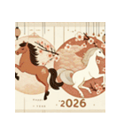 和風 2026年 あけおめ 午年 馬 年賀状（個別スタンプ：30）