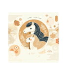 和風 2026年 あけおめ 午年 馬 年賀状（個別スタンプ：32）