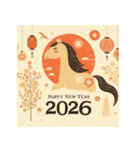 和風 2026年 あけおめ 午年 馬 年賀状（個別スタンプ：39）