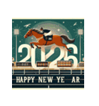 競馬風 2026年 あけおめ 馬 年賀状（個別スタンプ：1）
