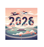 競馬風 2026年 あけおめ 馬 年賀状（個別スタンプ：3）