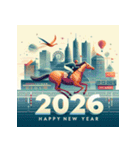 競馬風 2026年 あけおめ 馬 年賀状（個別スタンプ：5）