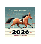 競馬風 2026年 あけおめ 馬 年賀状（個別スタンプ：8）