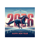 競馬風 2026年 あけおめ 馬 年賀状（個別スタンプ：9）