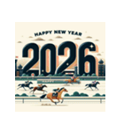 競馬風 2026年 あけおめ 馬 年賀状（個別スタンプ：10）
