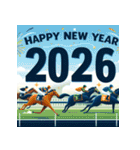 競馬風 2026年 あけおめ 馬 年賀状（個別スタンプ：12）