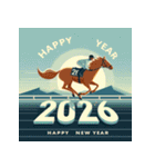 競馬風 2026年 あけおめ 馬 年賀状（個別スタンプ：13）