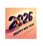 競馬風 2026年 あけおめ 馬 年賀状（個別スタンプ：16）