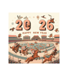 競馬風 2026年 あけおめ 馬 年賀状（個別スタンプ：18）